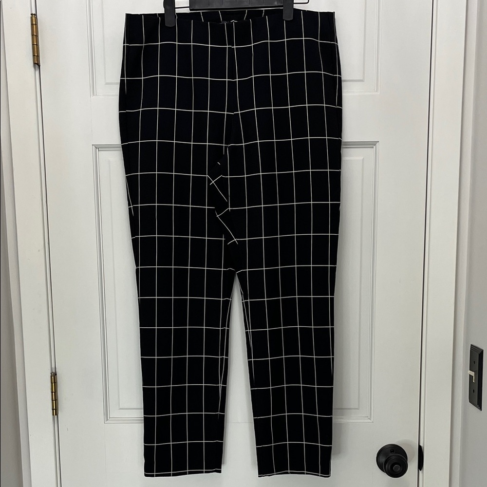 Adrianna Papell Window Pane Patterned Skinny Fit Trousers - Size 12